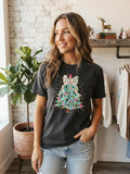 Dalmatian Bow Christmas Tree Graphic Tee